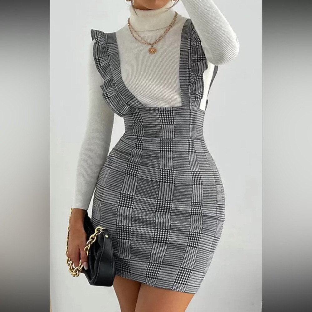 Plaid overalls Mini Dress